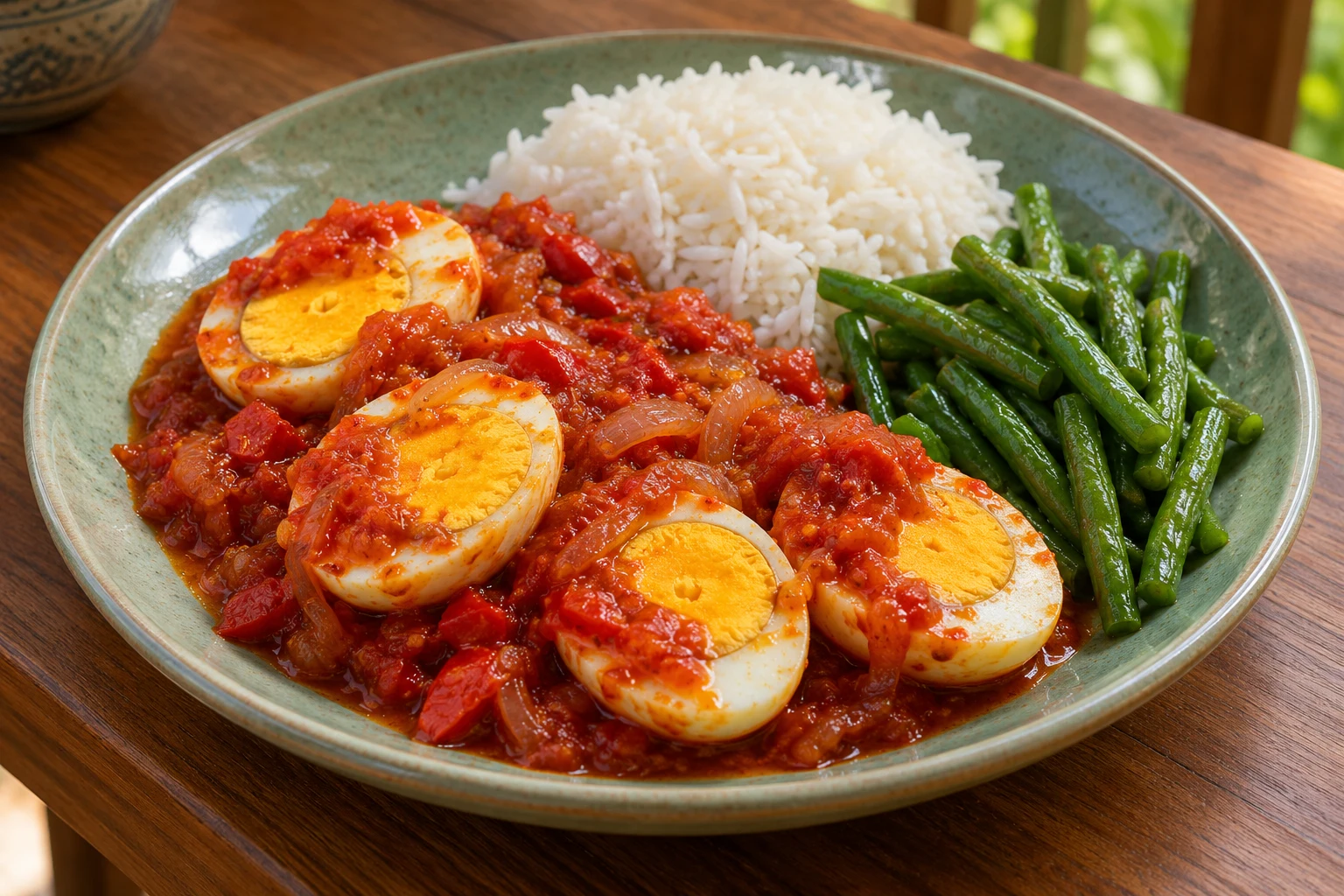 Tomato-Chili Eggs with Rice