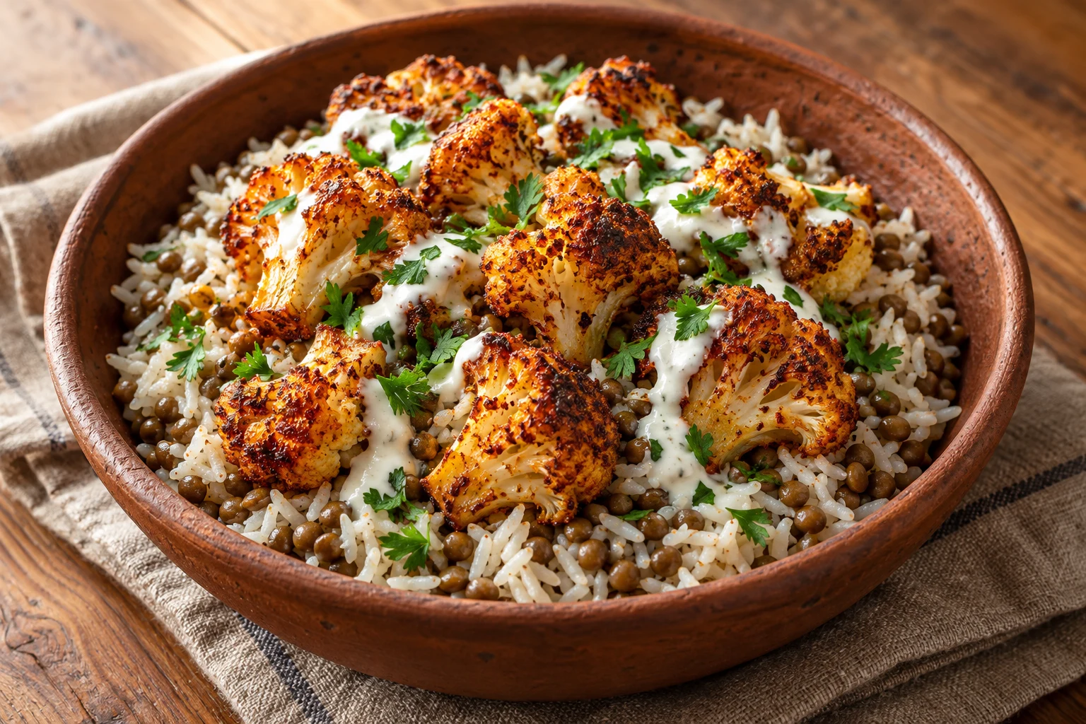 Berbere-Roasted Cauliflower & Lentil Rice