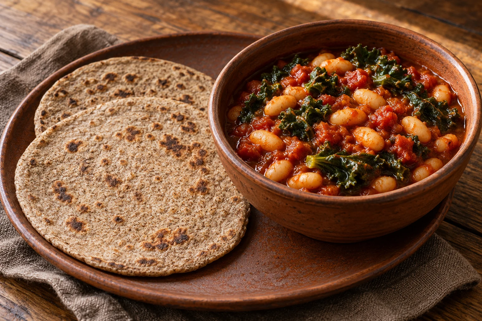 Teff Flatbreads with Tomato White Beans