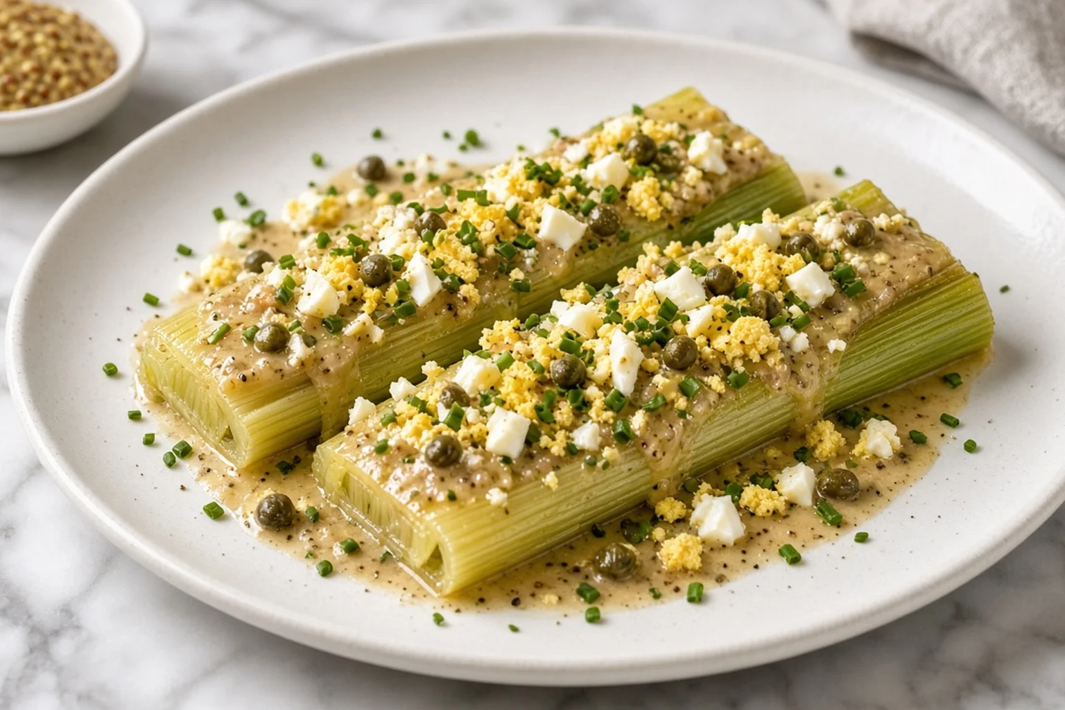 Illustrative photo of Tender Leeks Vinaigrette with Chopped Egg & Dijon