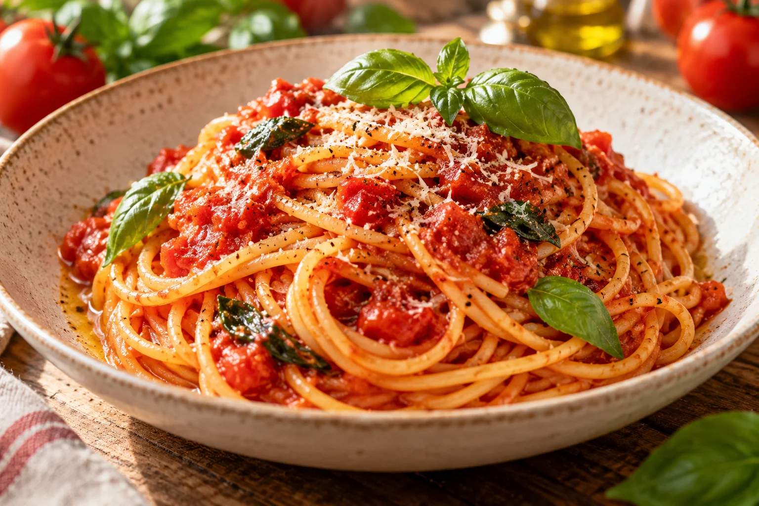 Illustrative photo of House tomato & basil spaghetti