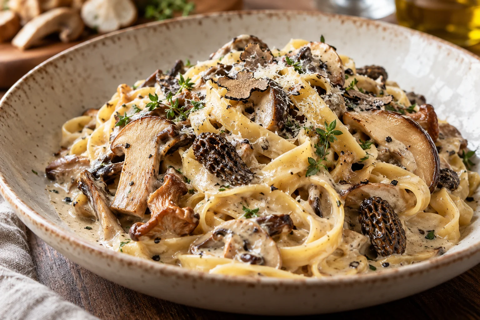 Illustrative photo of Wild mushroom & truffle pasta