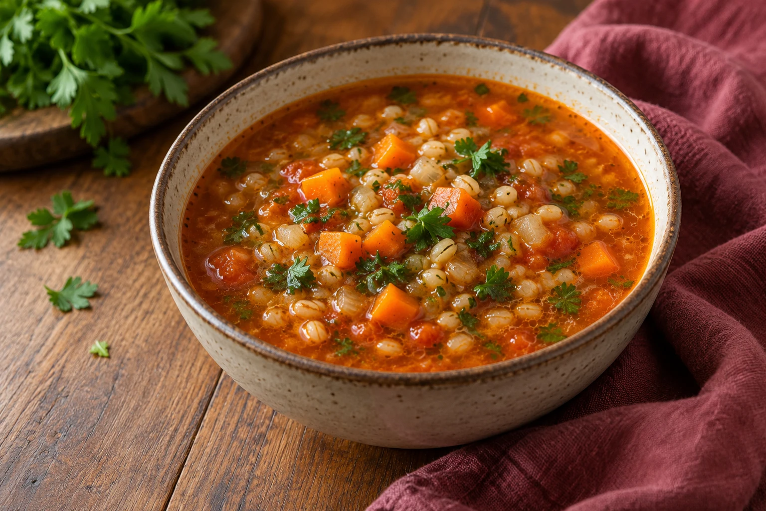 Barley, Carrot & Parsley Soup