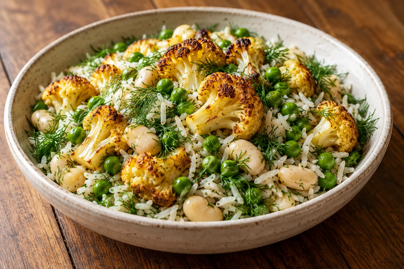 Dill & Butter Bean Rice with Cauliflower