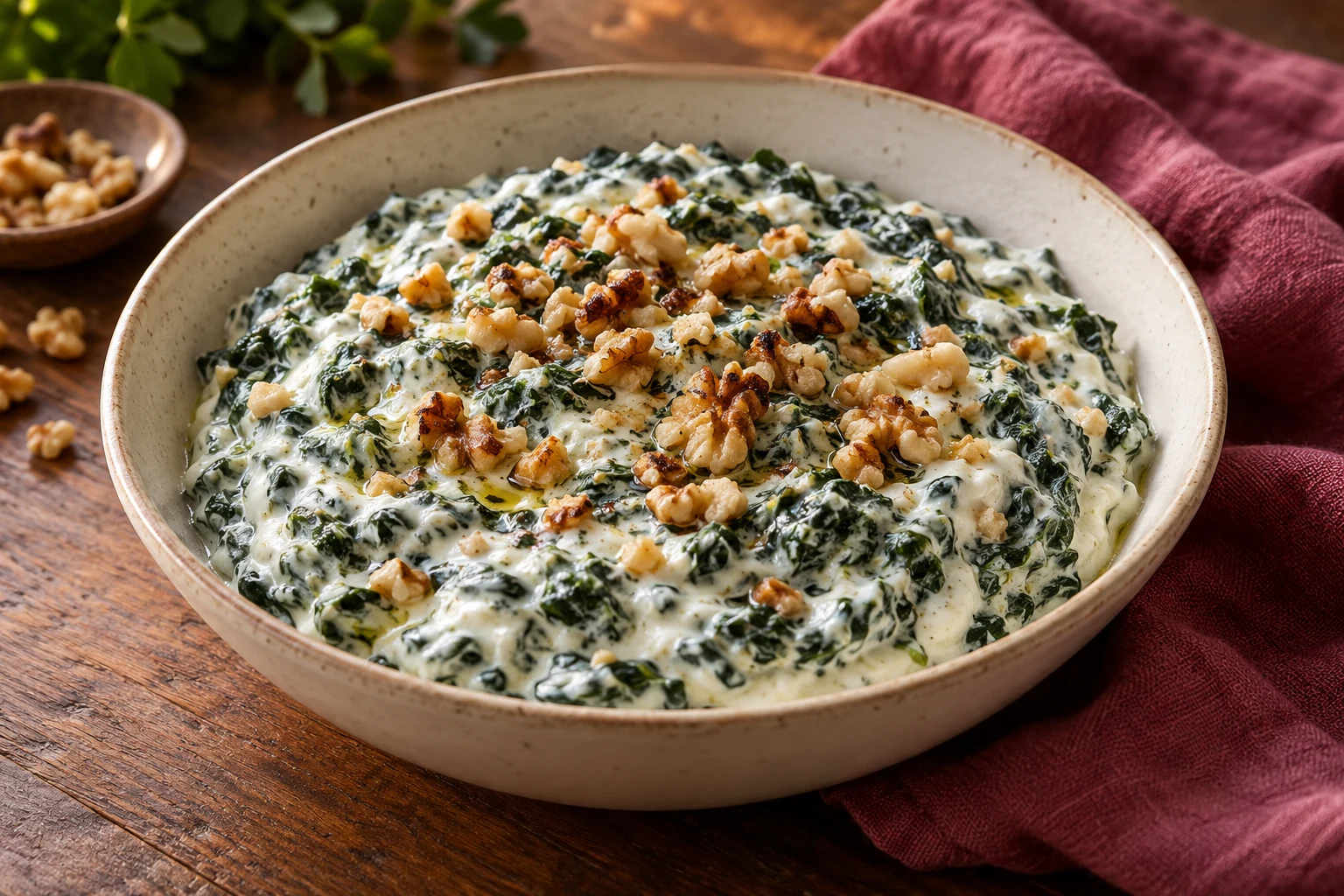 Spinach Yogurt with Toasted Walnuts