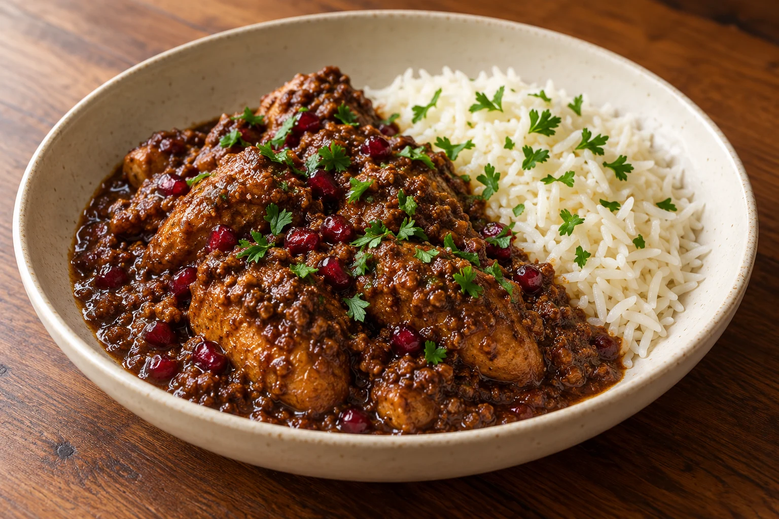 Walnut & Pomegranate Chicken with Rice