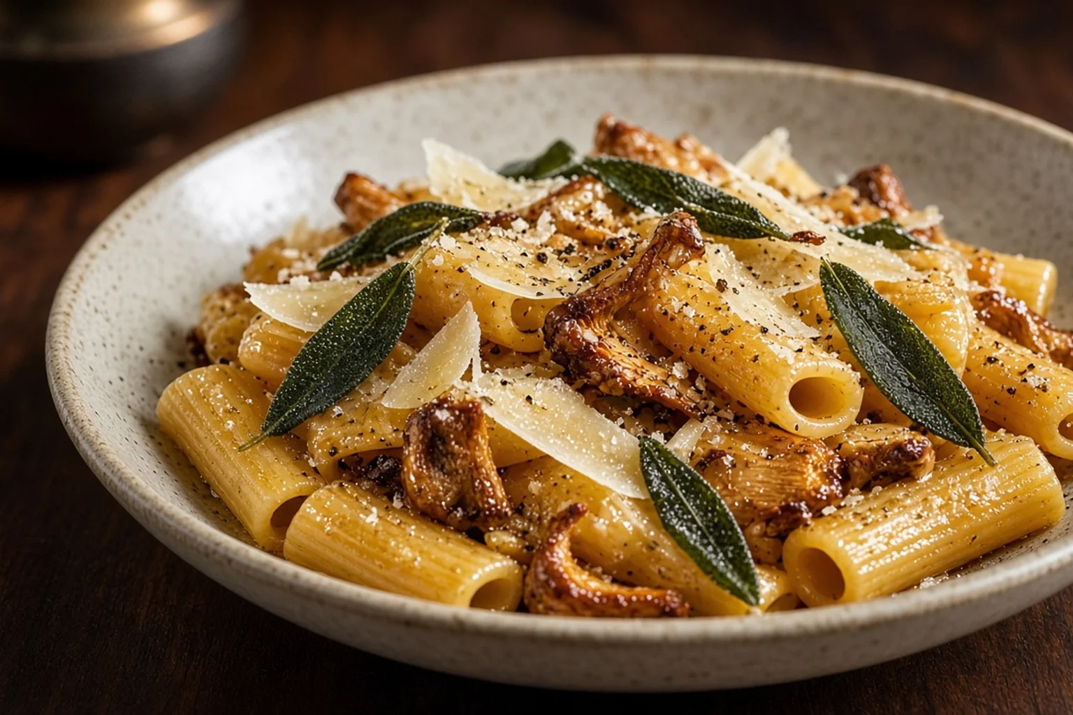 Illustrative photo of Wild Mushroom Brown Butter Rigatoni with Crispy Sage